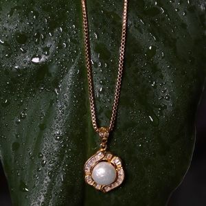 Sterling Silver gold Plated Pearl necklace